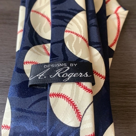 Navy Silk Baseball Tie - Picture 3 of 5